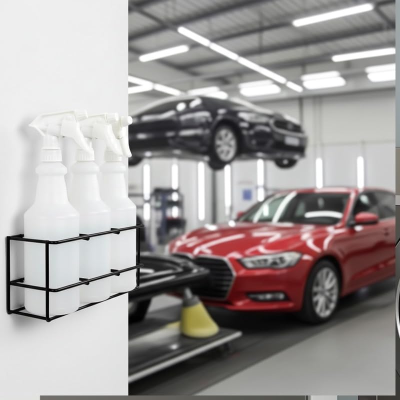 TCD Parts Up to Three 32 oz Spray Bottle Rack â€“ Wall Mount Organizer | Heavy Duty Metal Holder for Cleaning, Chemical, or Detailing Bottles | Safe & Space-Saving Storage for Garage, Shop, or Janitorial - Image 3